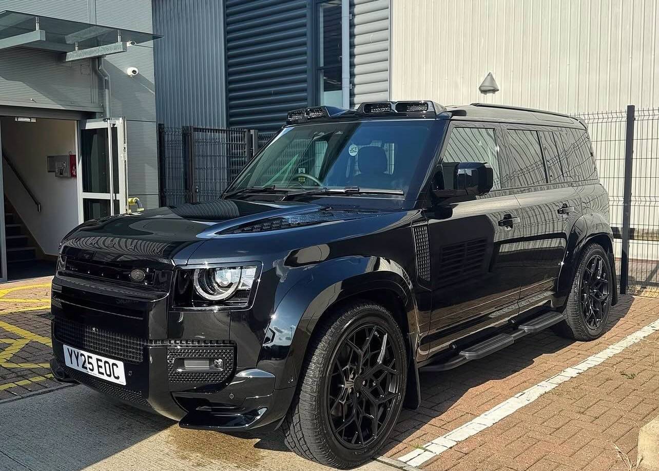 Black Land Rover Defender after a full valet by Valeting Lab
